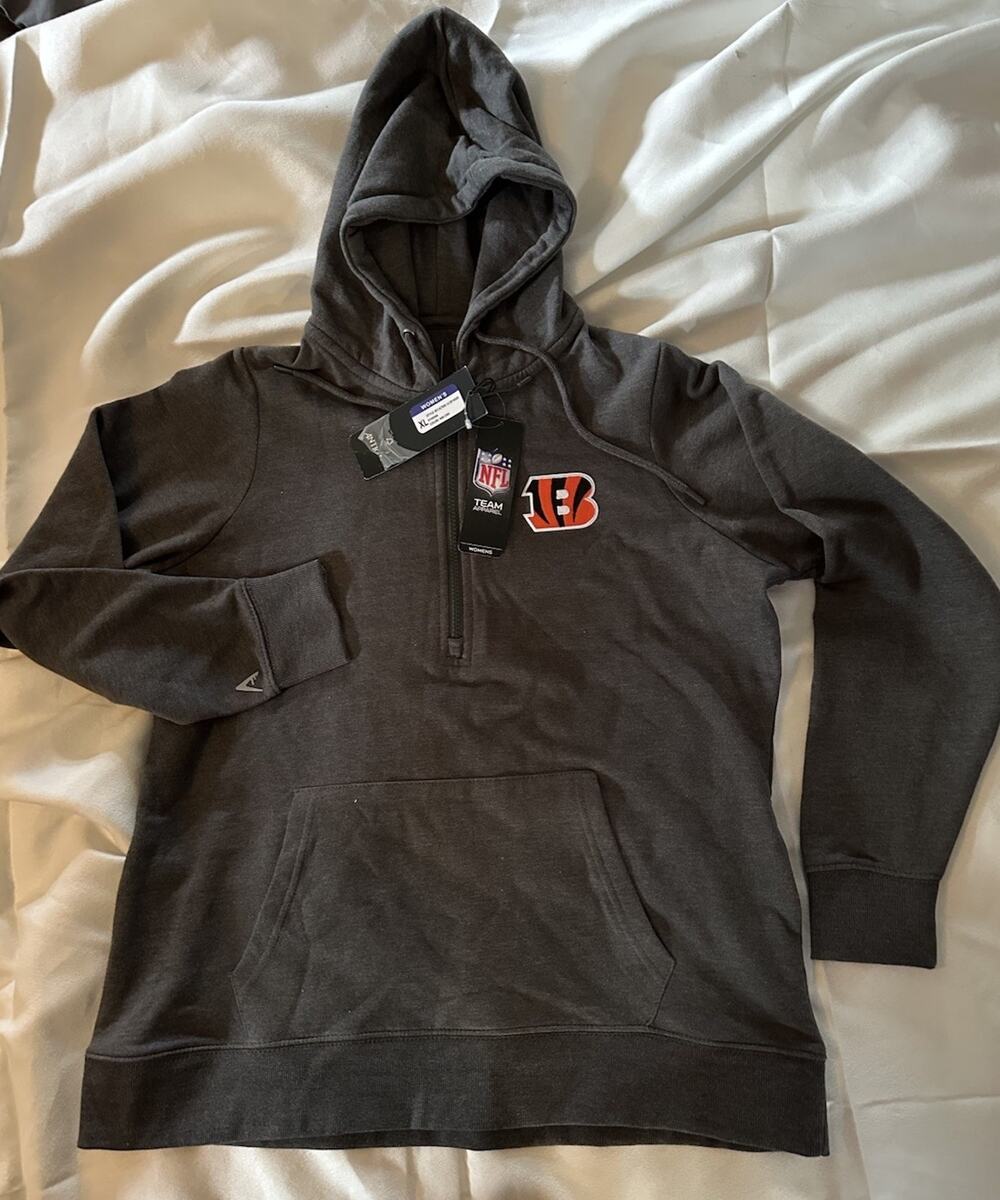 Cincinnati Bengals Antigua Women’s XL 1/2 Zip Hoodie NFL NWT Charcoal Gray